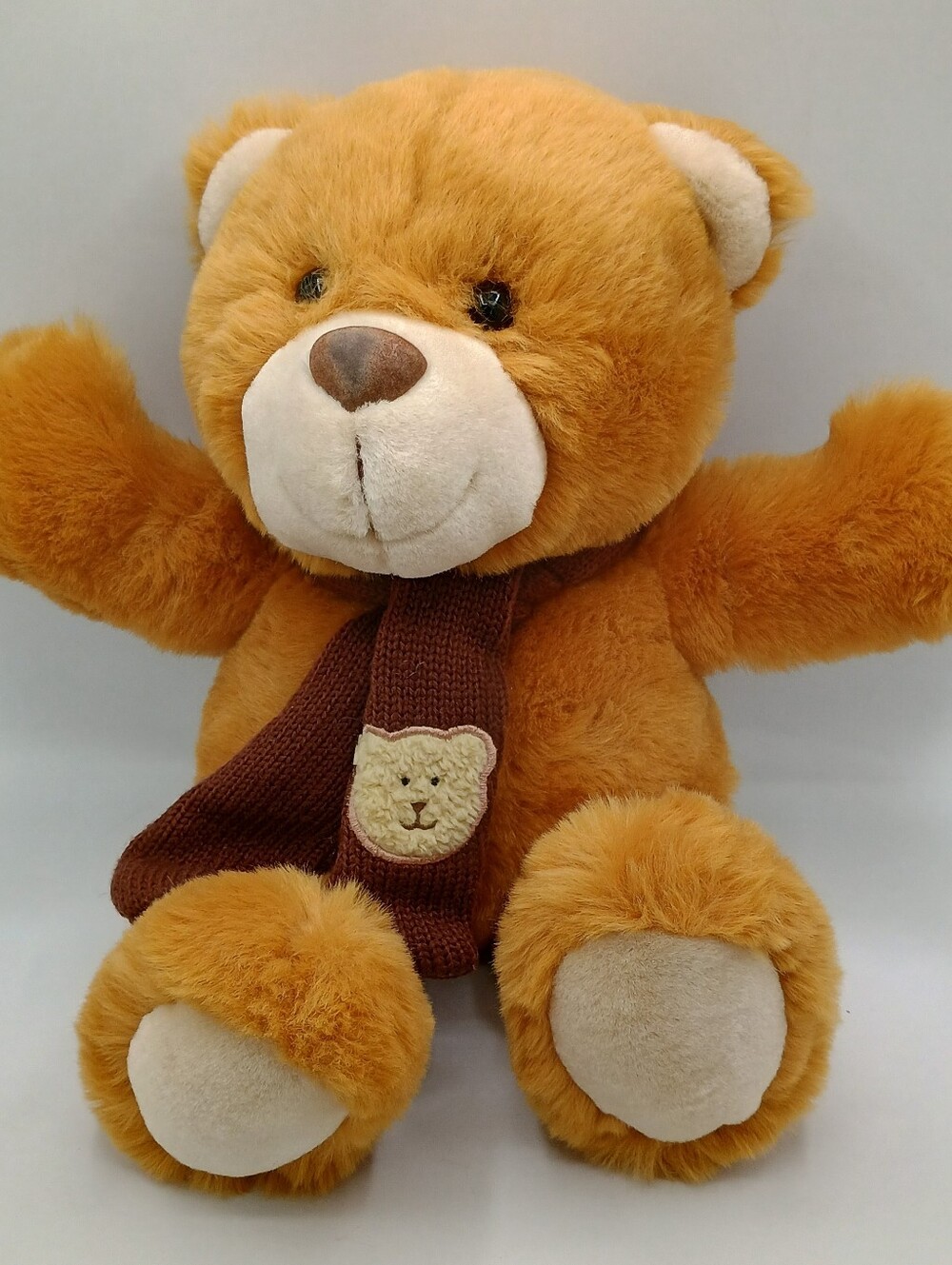 15" Chosun Rust Colored Tan Beanbag Plush Bear w/ Brown Teddy Bear Scarf 4